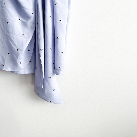 Lush Mini Dress Flounce Side Tie Blue Spaghetti Straps Women's S Back Zip Lined - Picture 3 of 8